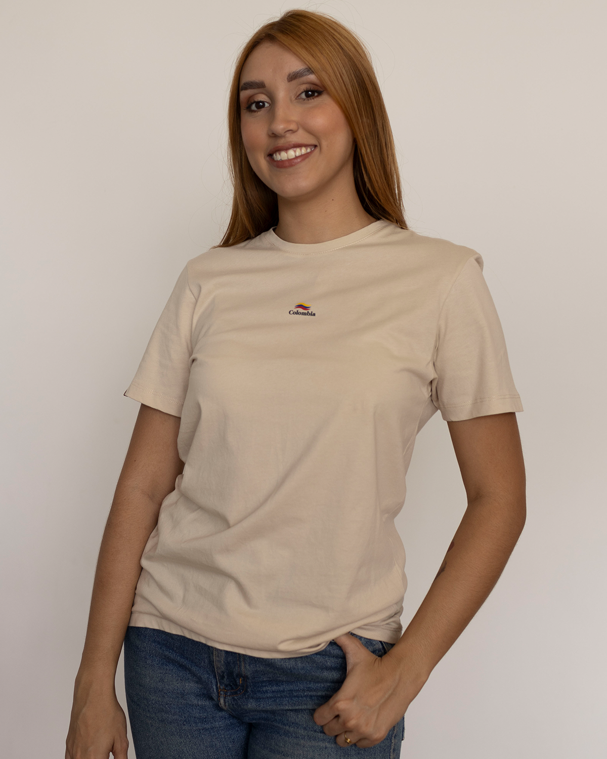 Camiseta Mujer Arena Estampada Colombia - PREVENTA